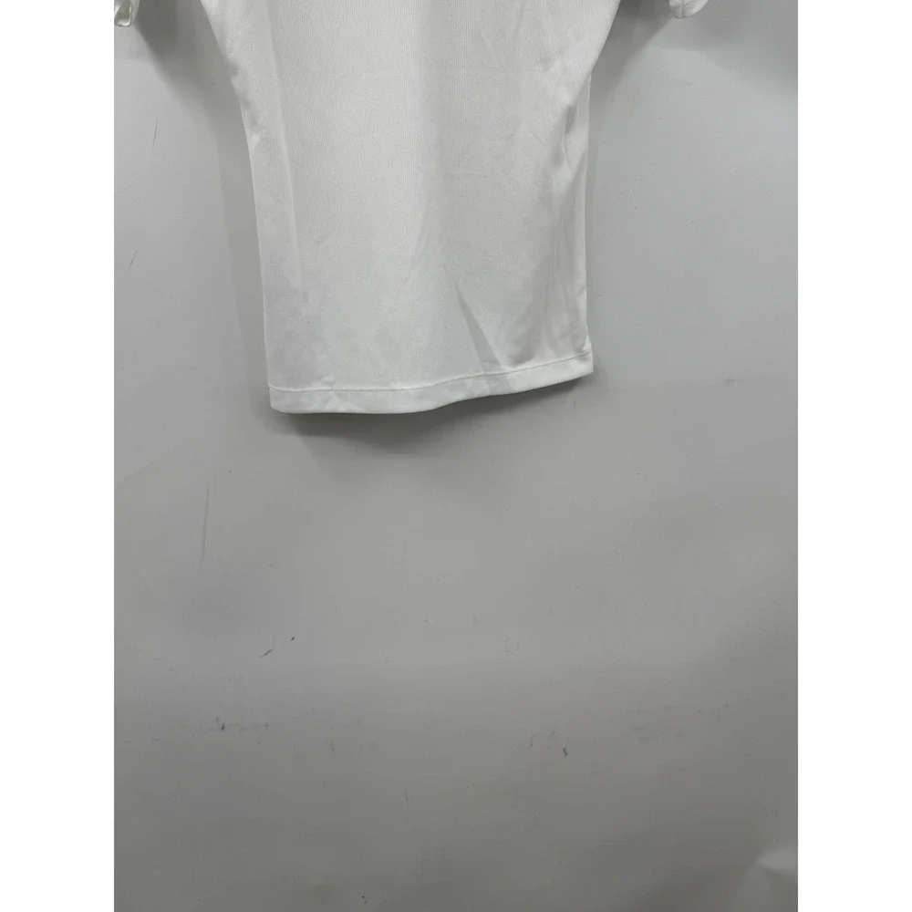 Nike Court Women White Tennis Polo Shirt Short Sleeve V-Neck Medium TG EG